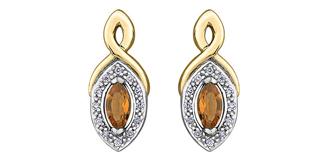 Ladies 10KTY Citrine Earrings 24=0.06CT