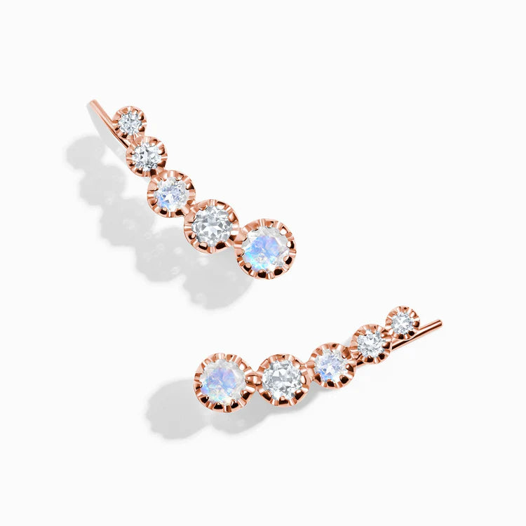 MoonMagic 925 & 14KT Rose Gold Vermeil Moonstone Earrings - Arise Climbers