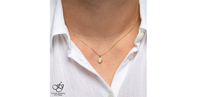 Opal Pendant w Chain 10KTY 7x5mm