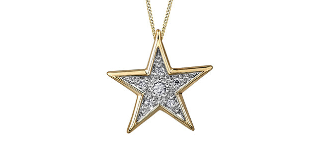 Ladies Star Diamond Pendant 10KTY RD Top 1=0.022CT 5=0.038CT