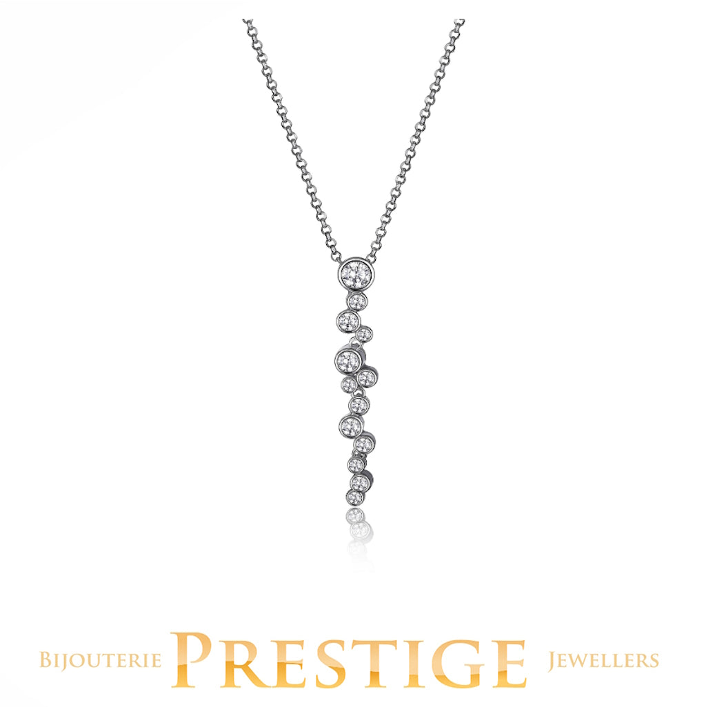 ELLE 925 Bubbles Linear Drop Necklace 16+2