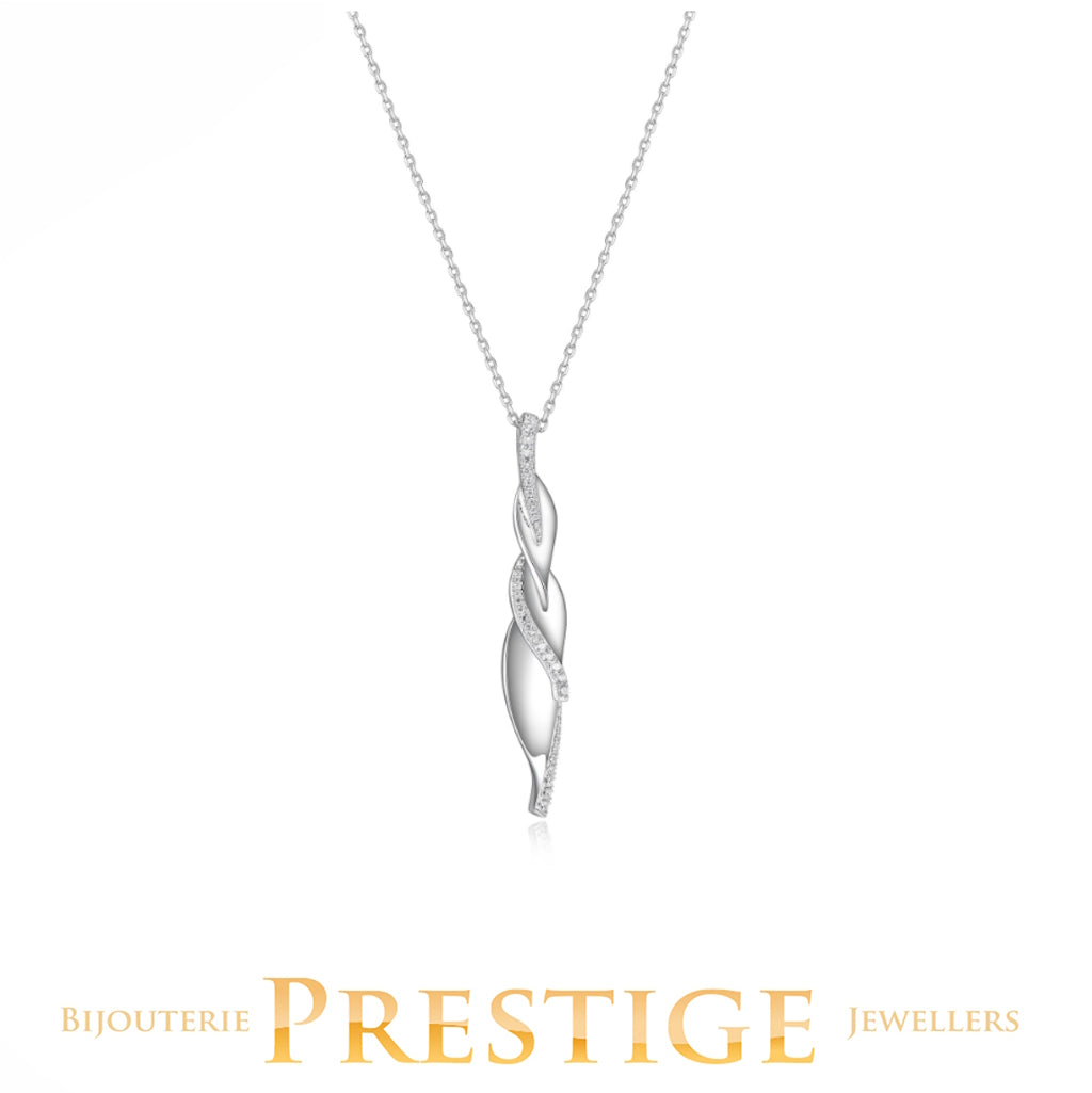 ELLE "FOLIAGE" RHODIUM PLATED NECKLACE 18"+2" EXTENSION