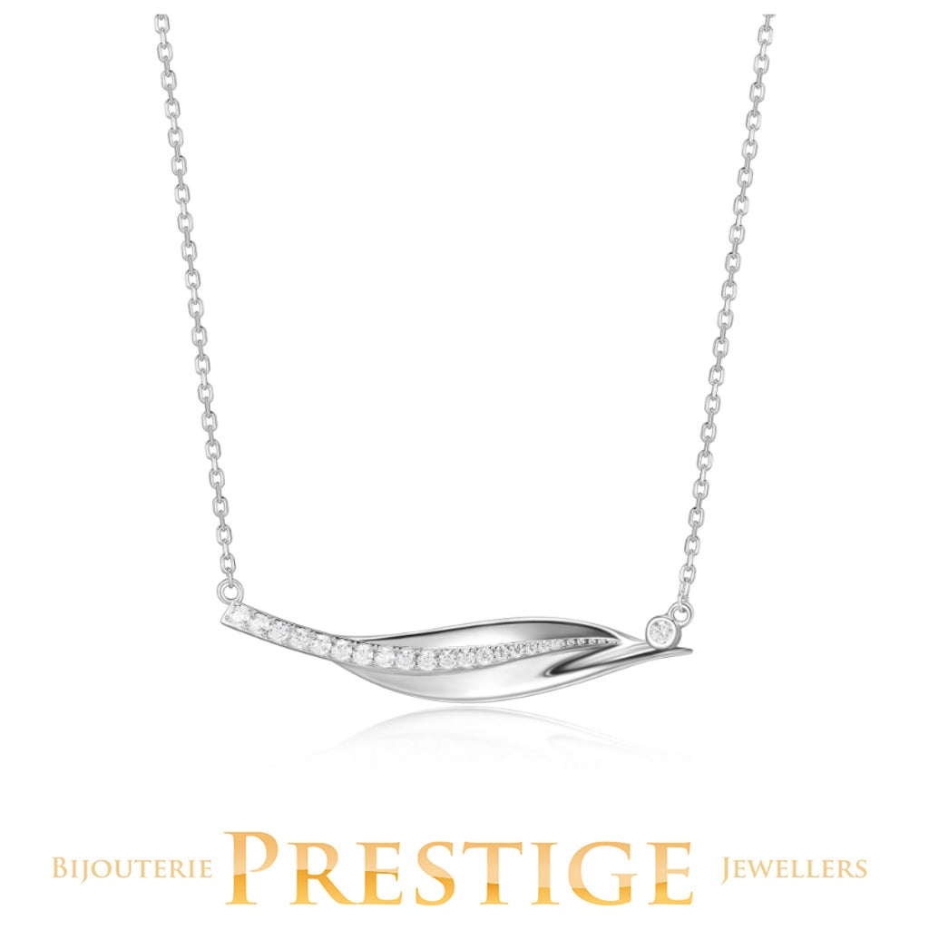 ELLE "FOLIAGE" RHODIUM PLATED NECKLACE 16"+2" EXTENSION