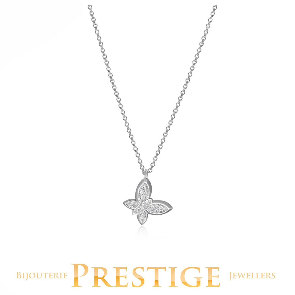 ELLE "SCINTILLATION" RHODIUM PLATED NECKLACE 18"+2" EXTENSION