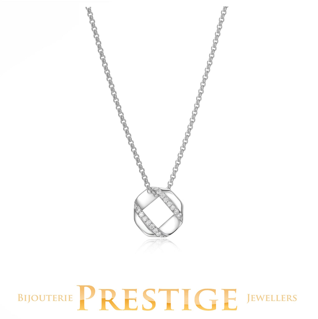 ELLE "LATTICE" RHODIUM PLATED  NECKLACE 16"+3" EXTENSION