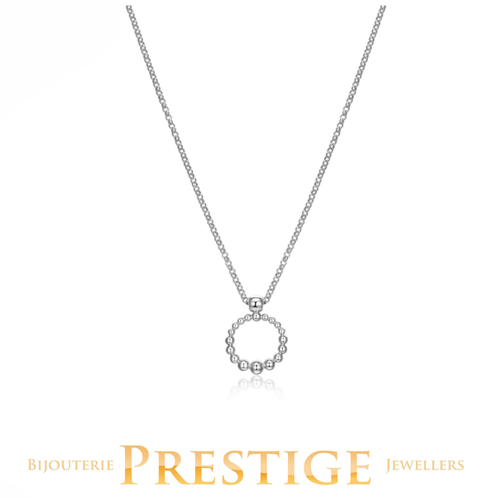 ELLE "ORB" RHODIUM PLATED GRADUAL SILVER NECKLACE 16"+2" EXTENSION