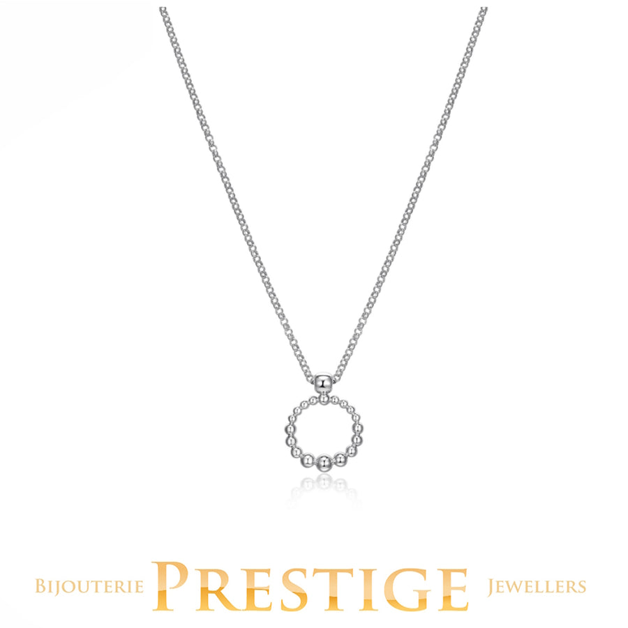 ELLE "ORB" RHODIUM PLATED GRADUAL SILVER NECKLACE 16"+2" EXTENSION