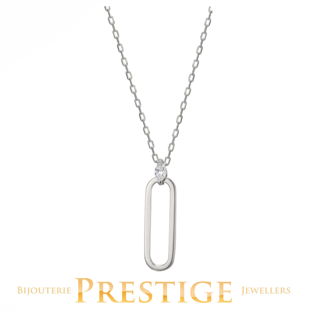 ELLE "PARALLEL" RHODIUM PLATED OPEN OBLONG