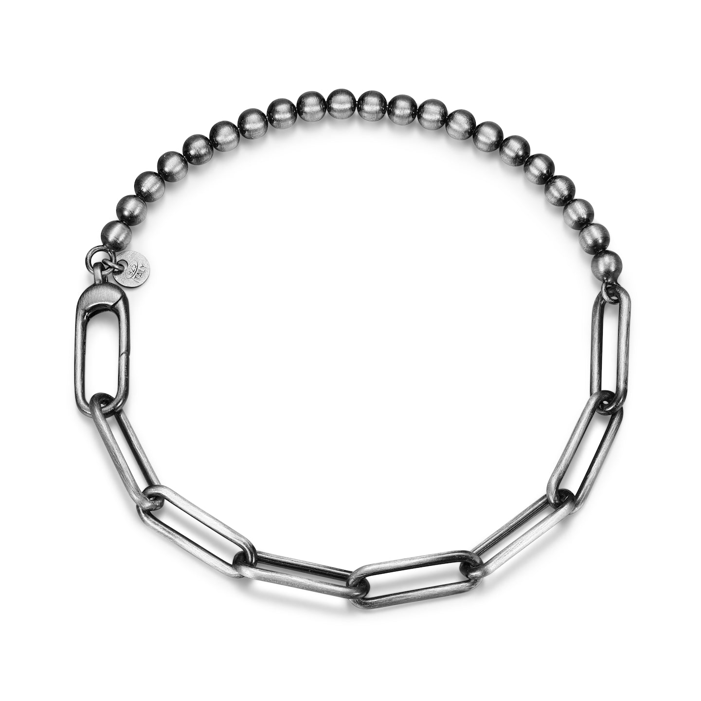 ETHOS BRUSHED GUN METAL 1/2 PAPERCLIP 1/2 BEAD CHAIN 8.5"
