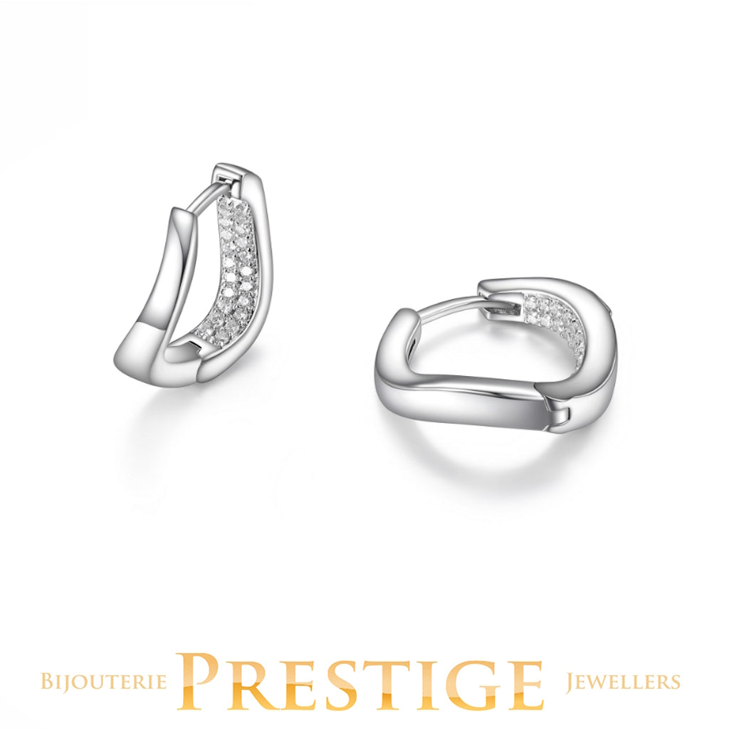 ELLE "OCEAN" RHODIUM PLATED TWIST(16X15MM) CUBIC ZIRC HOOP EAR