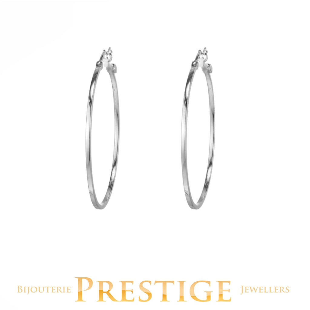 ELLE "HOOPS" RHODIUM PLATED 45MM SQURE TUBE HOOP
