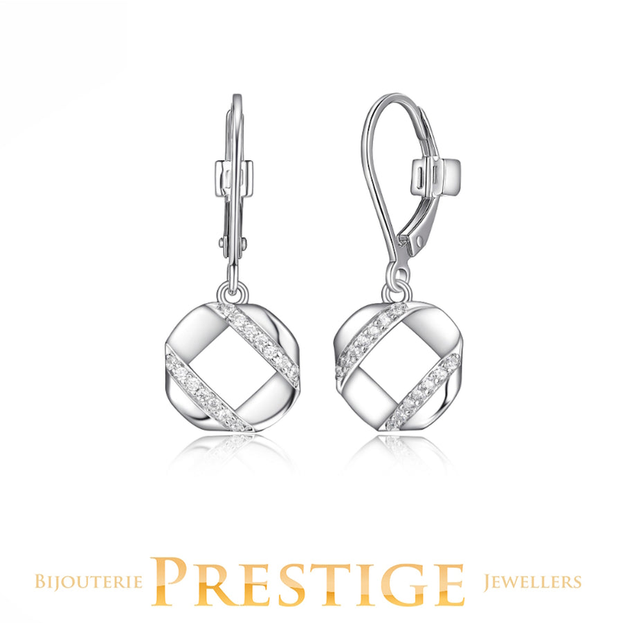 ELLE "LATTICE" RHODIUM PLATED  EAERRING