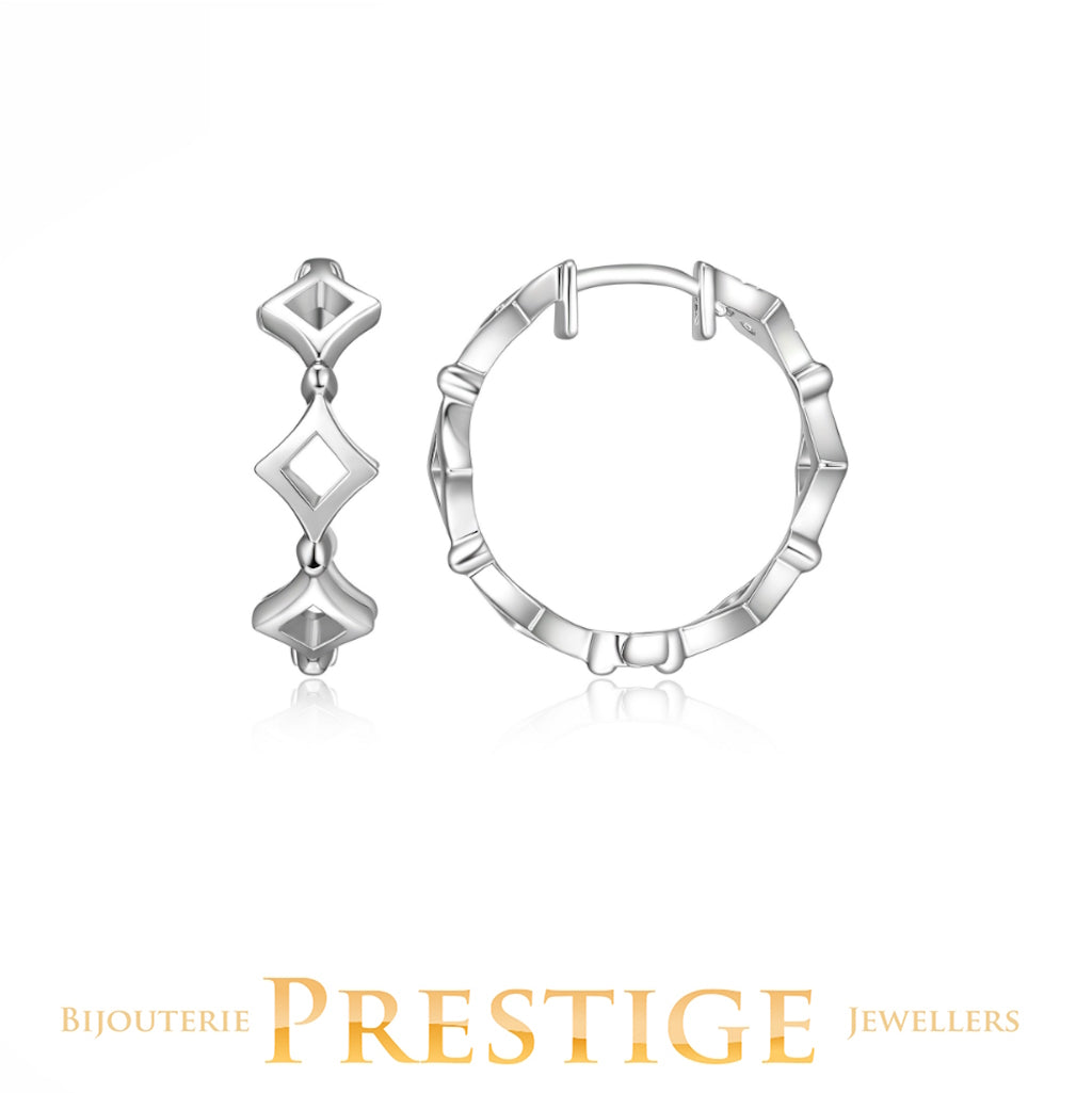 ELLE "STELLAR" RHODIUM PLATED SILVER RHOMBUS 20MM HOOP