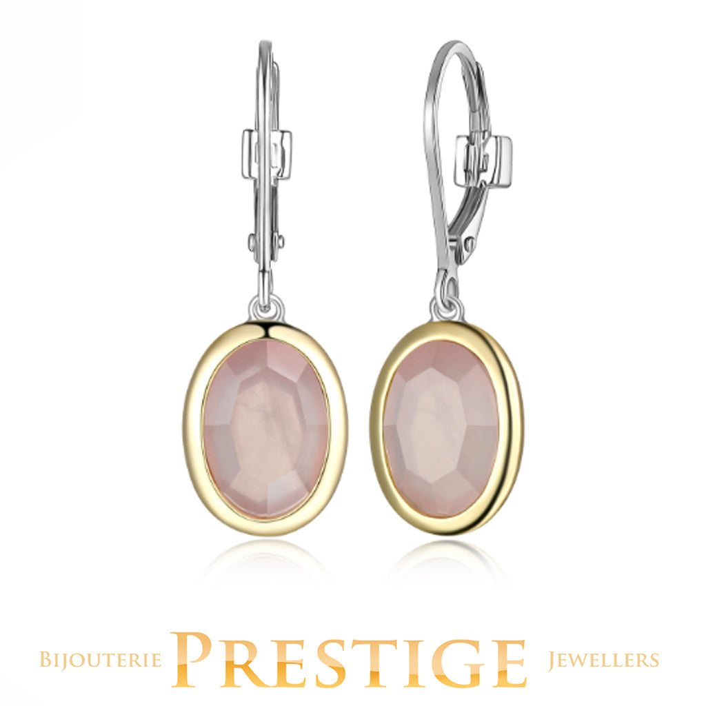 ELLE "Mirage" Rhodium And Gold Plated 2tone Genuine 10x7mm