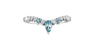Aquamarine & Diamond 10 Karat Ring (0.12CT TDW)