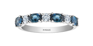 Blue Sapphire & Diamond Ring 14 Karat Gold - Maple Leaf Canadian Diamonds