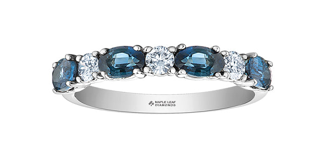 Blue Sapphire & Diamond Ring 14 Karat Gold - Maple Leaf Canadian Diamonds
