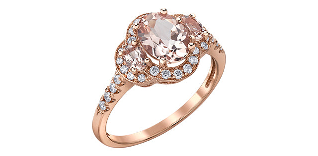 Ladies Morganite & Diamond Ring 10 Karat Gold