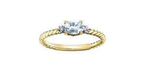 Birthstone Natural Stone & Diamond Ring 10 Karat Gold