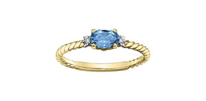 Birthstone Natural Stone & Diamond Ring 10 Karat Gold