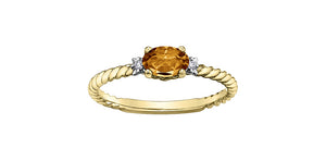 Birthstone Natural Stone & Diamond Ring 10 Karat Gold