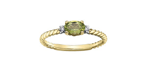 Birthstone Natural Stone & Diamond Ring 10 Karat Gold