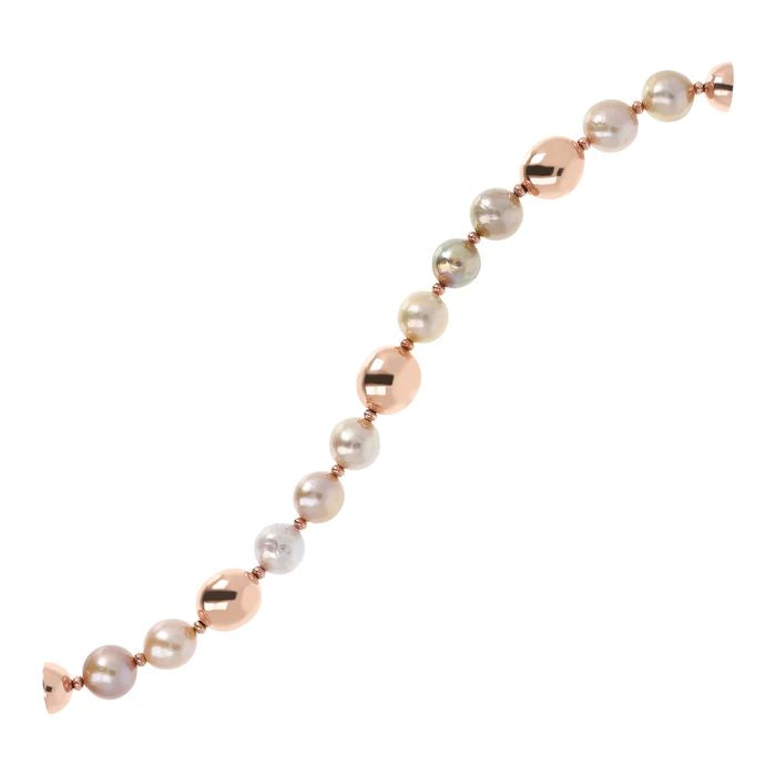 Bronzallure Bracelet with Golden Rosé Nuggets and Freshwater