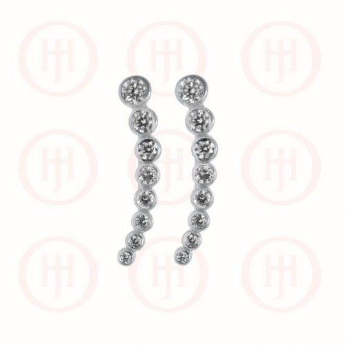 Earrings - Sterling Silver 925 Gradient Bezel CZ Crawler 25mm