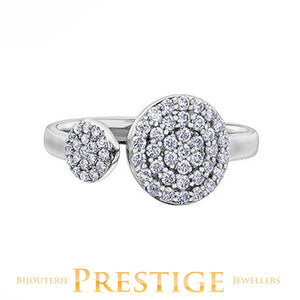 Open Double Circle Diamond Ring 10 Karat Gold (0.40CT TDW)