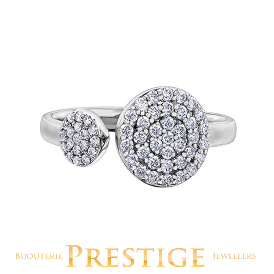Open Double Circle Diamond Ring 10 Karat Gold (0.40CT TDW)