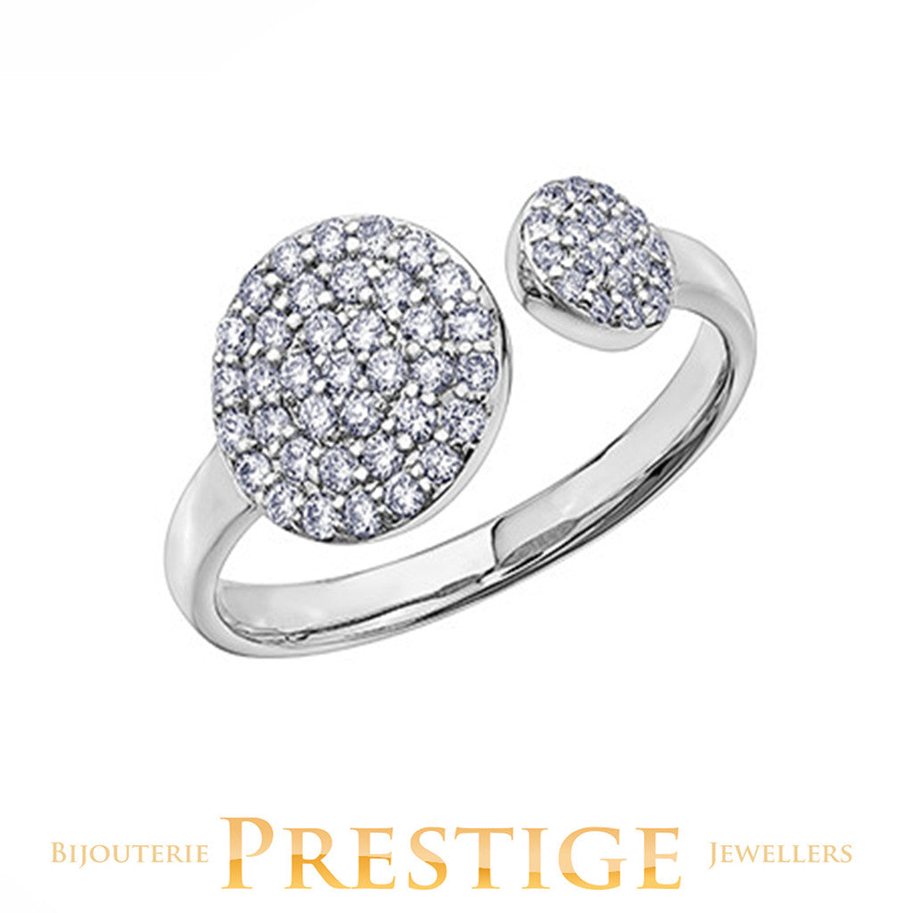 Open Double Circle Diamond Ring 10 Karat Gold (0.40CT TDW)