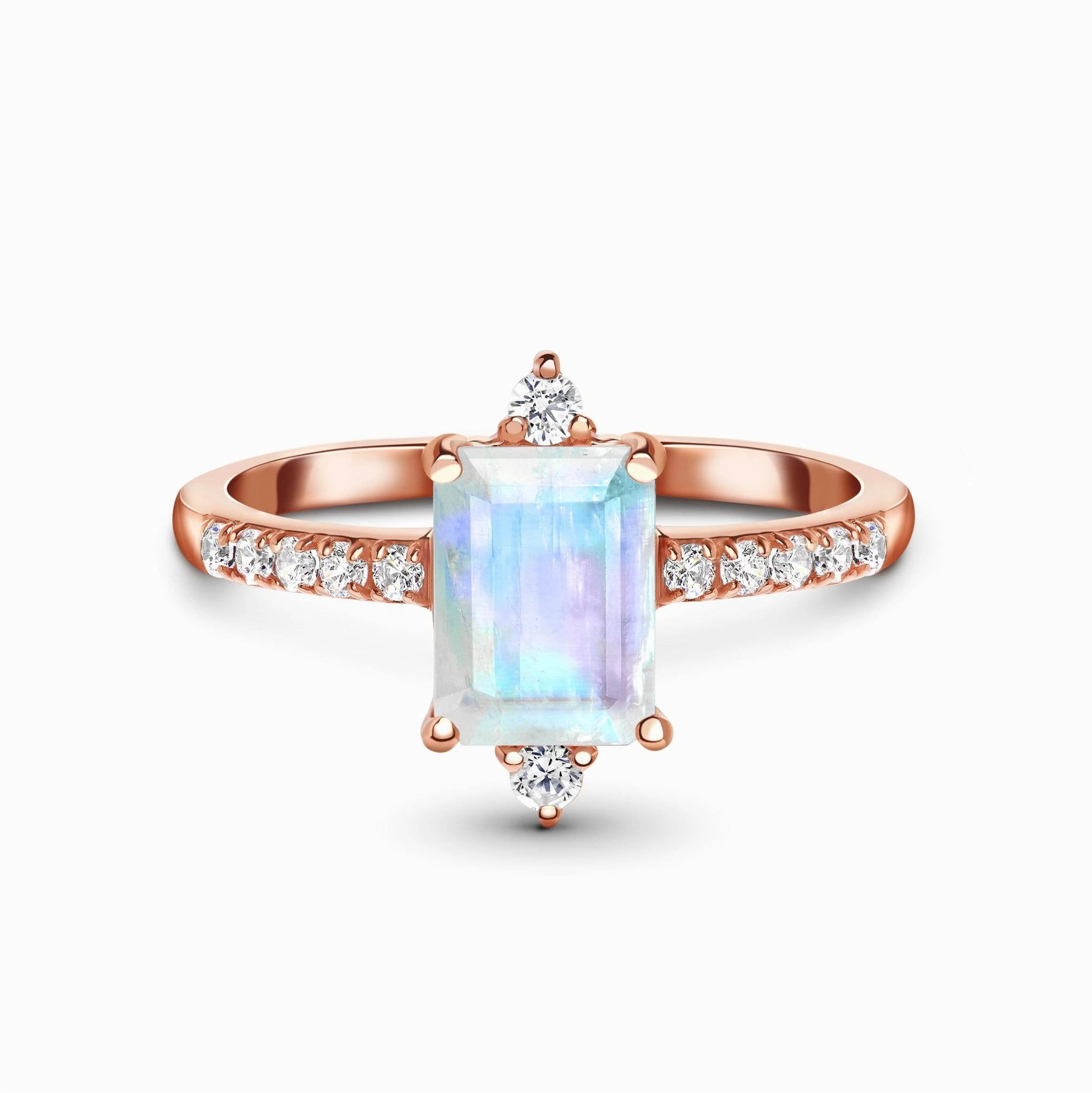 MoonMagic 925 & 14KT Rose Gold Vermeil Moonstone Ring - Feline