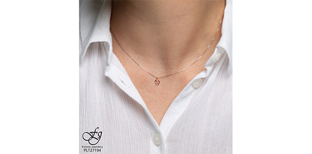 Diamond Heart Pendant With Chain 10KT Rose & White Gold 1=0.01CT