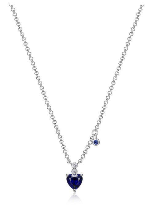 ELLE "BLUE STAR" RHODIUM PLATED NECKLACE 18"+2" EXTENSION