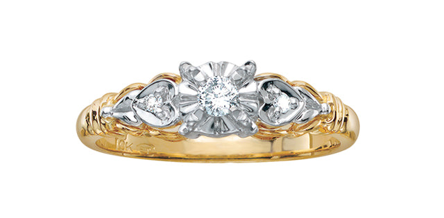 Ladies Engagement Ring 10KT Yellow & White Gold (0.11TDW)