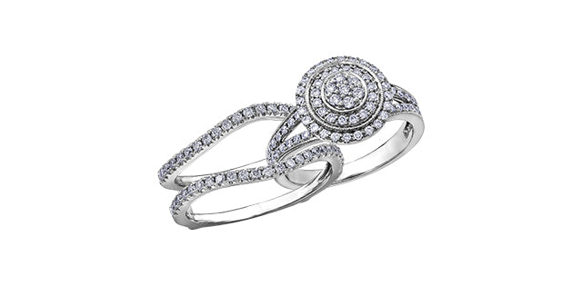 Ladies 14 Karat White Gold Diamond (0.34TDW) Curved Jacket