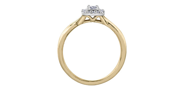 Ladies 10KT Yellow & White Gold Canadian Diamond Engagement Ring 1=0.11CAN 16=0.10CT