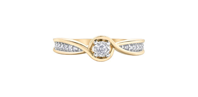 Engagement Ring 10KT Yellow & White Gold  (0.12TDW)