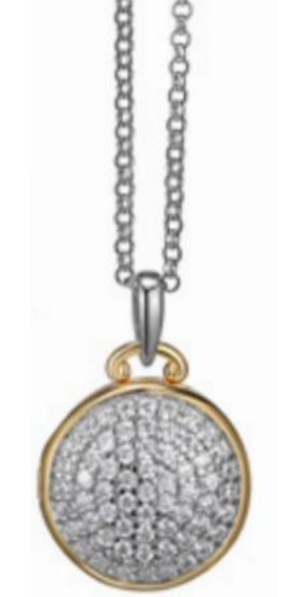Lockets of Love  - REIGN 925/18YGP Diamondlite CZ Pave Round Locket 18