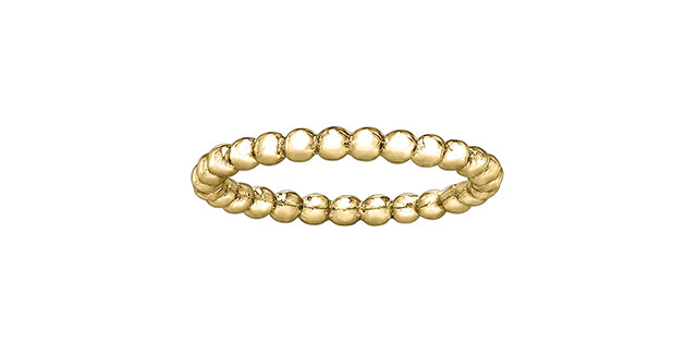 Ladies 10 Karat Yellow Gold 2mm Stackable Beaded Ring