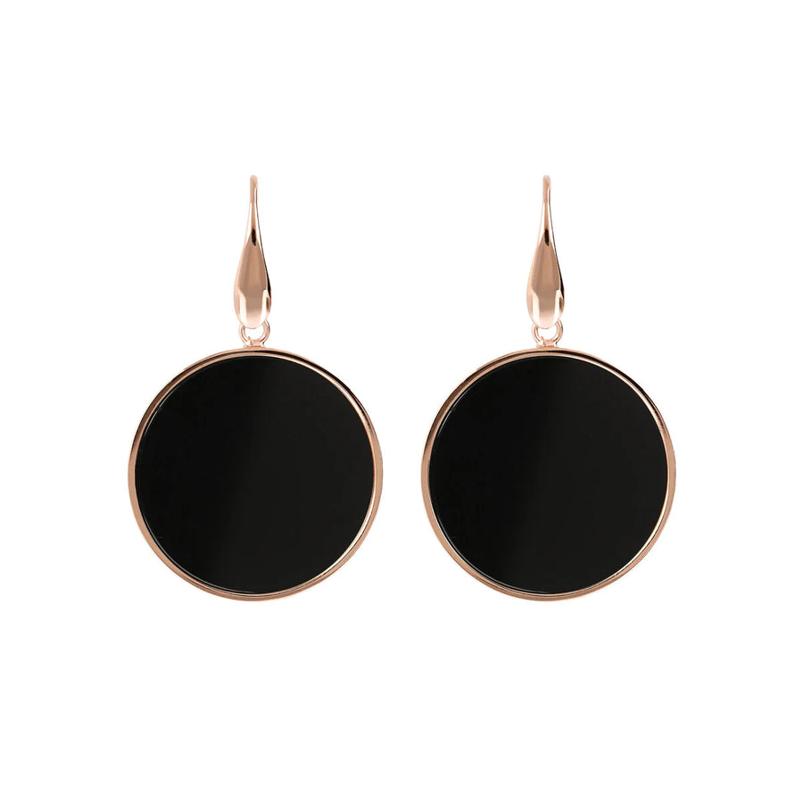 Bronzallure Alba Disc Black Onyx Dangle Earrings