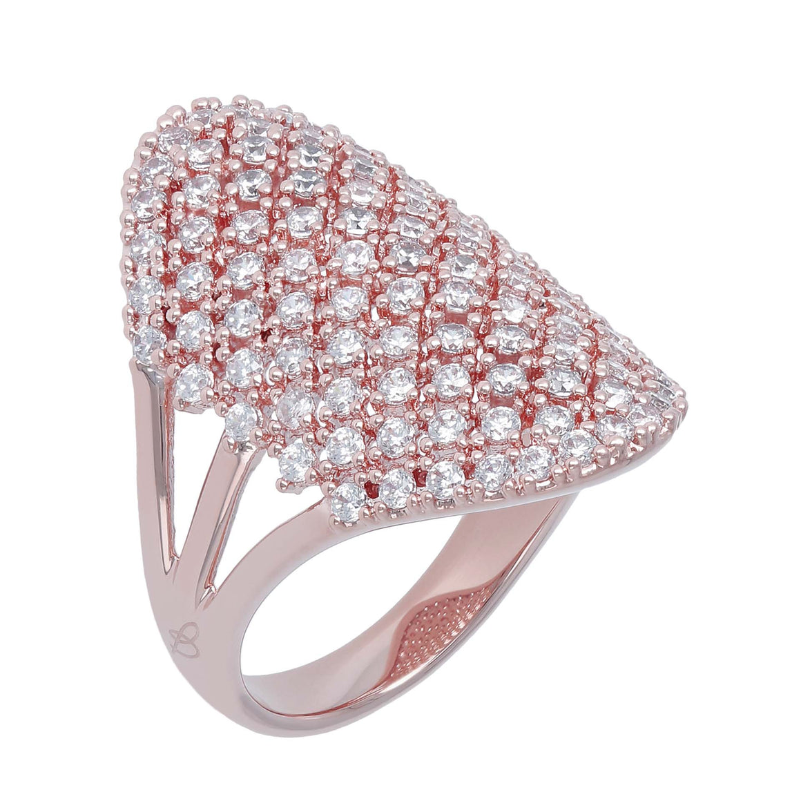 Bronzallure Polish Pave Ring Clear CZ Size 14