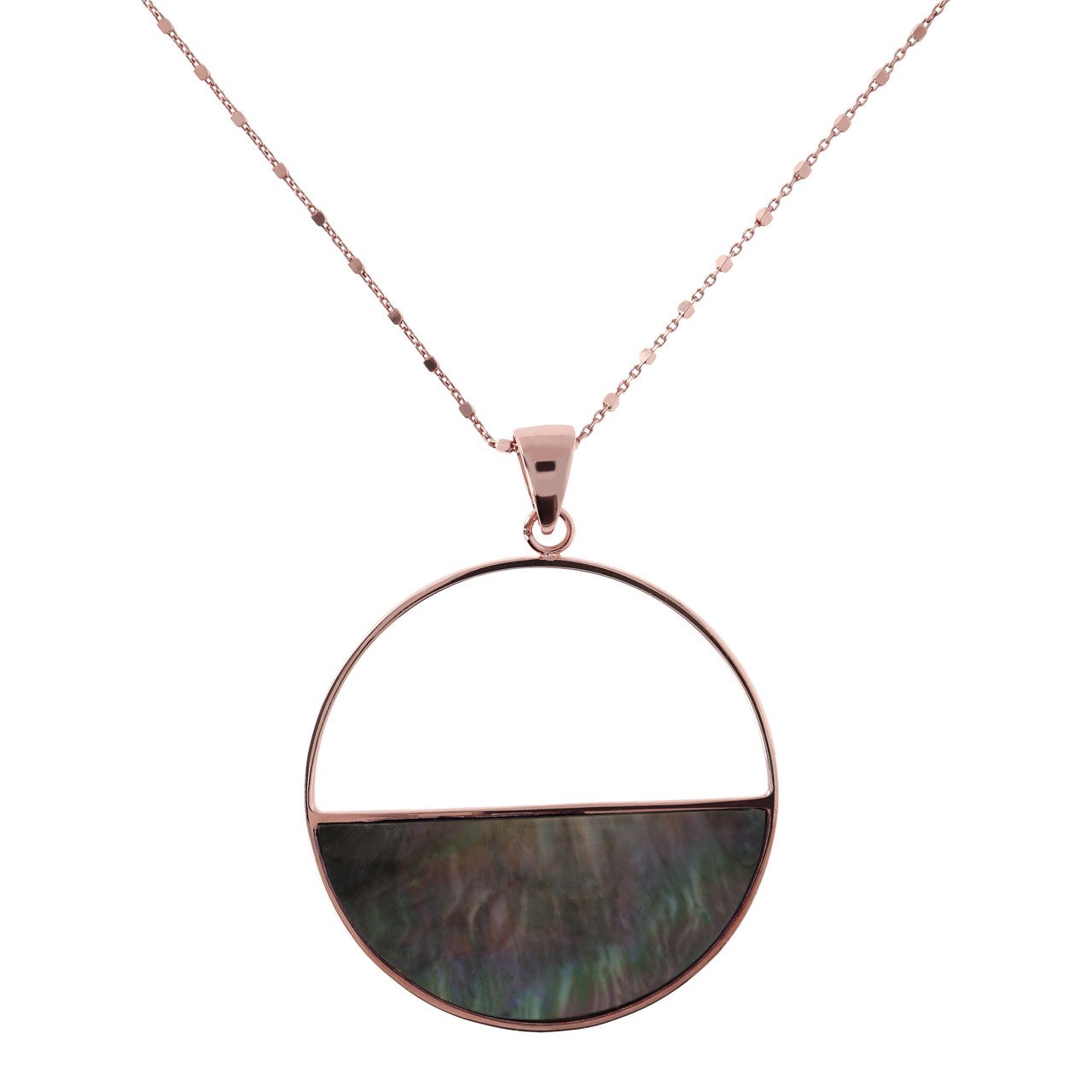 Bronzallure Alba Disc Pink MOP Necklace 91.4cm