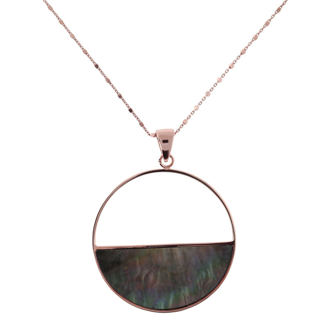 Bronzallure Alba Disc Pink MOP Necklace 91.4cm