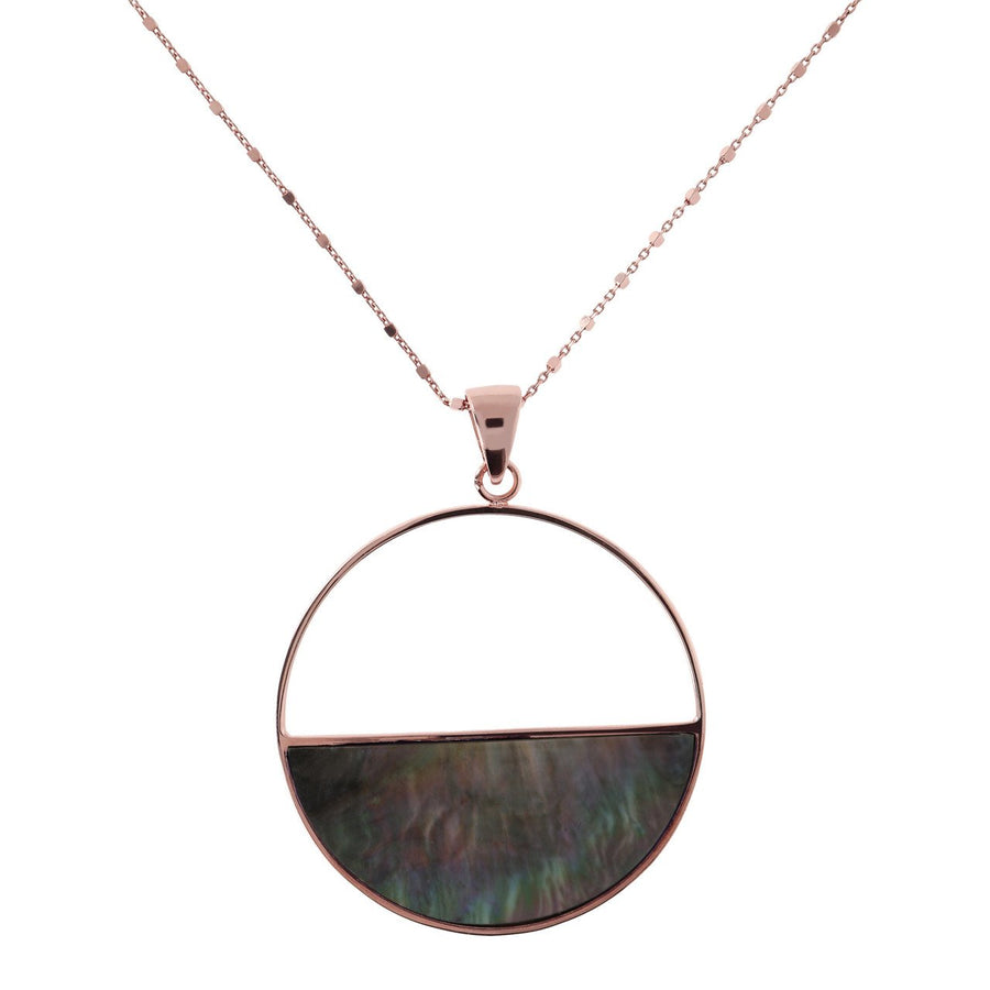 Bronzallure Alba Disc Pink MOP Necklace 91.4cm