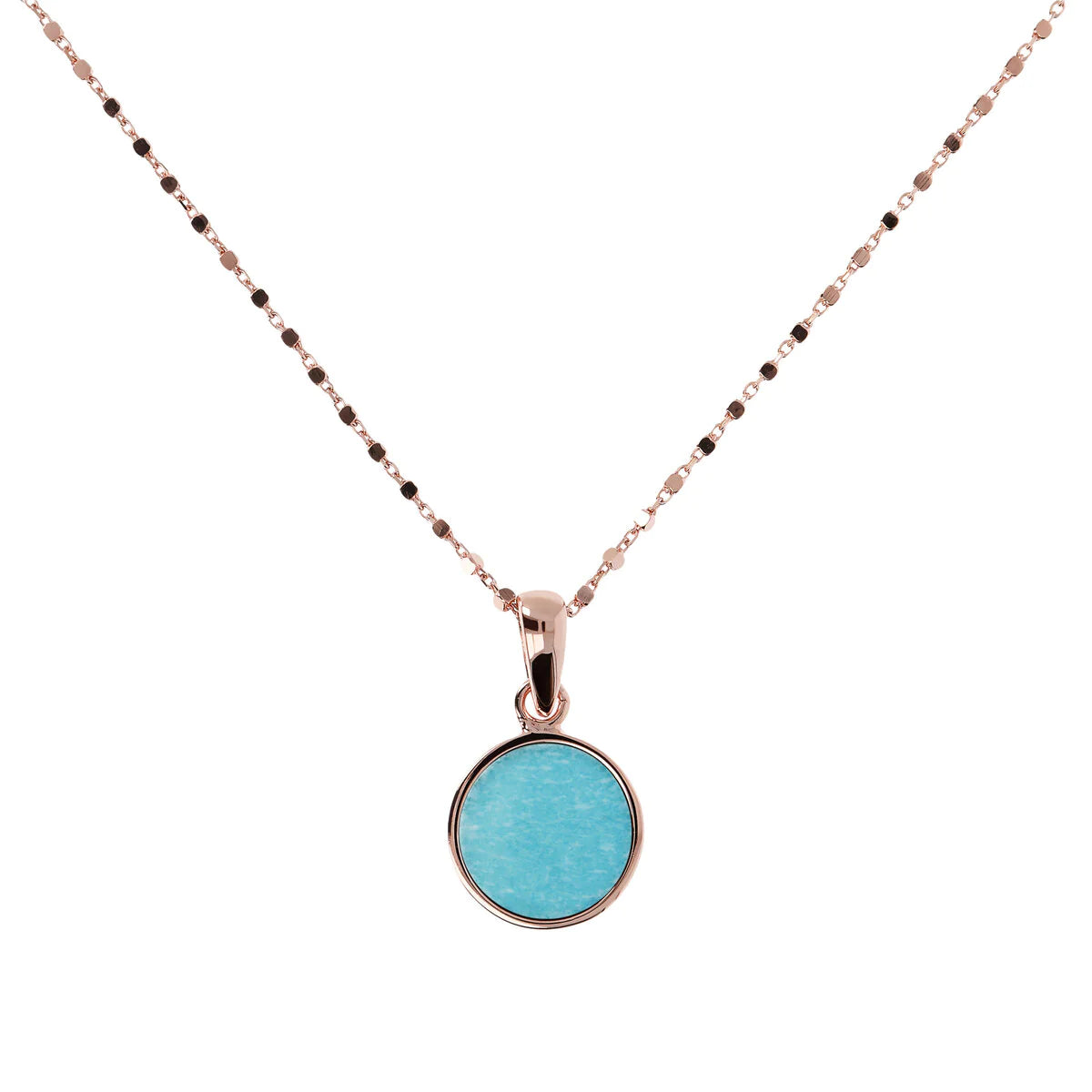 Bronzallure Alba Disc Amazonite Pendant - 47cm