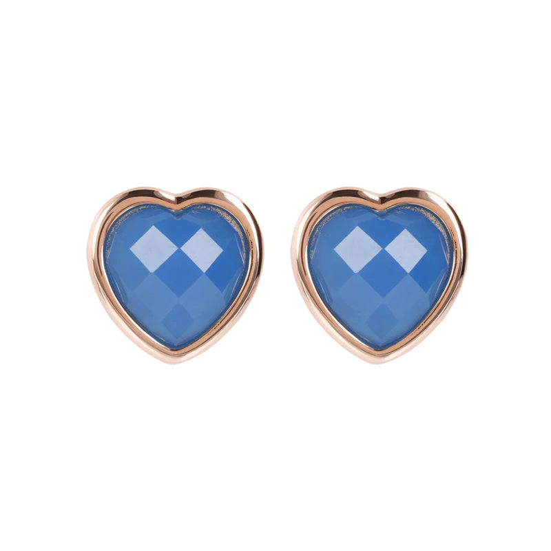 Bronzallure Heart Shaped Blue Agate Studs