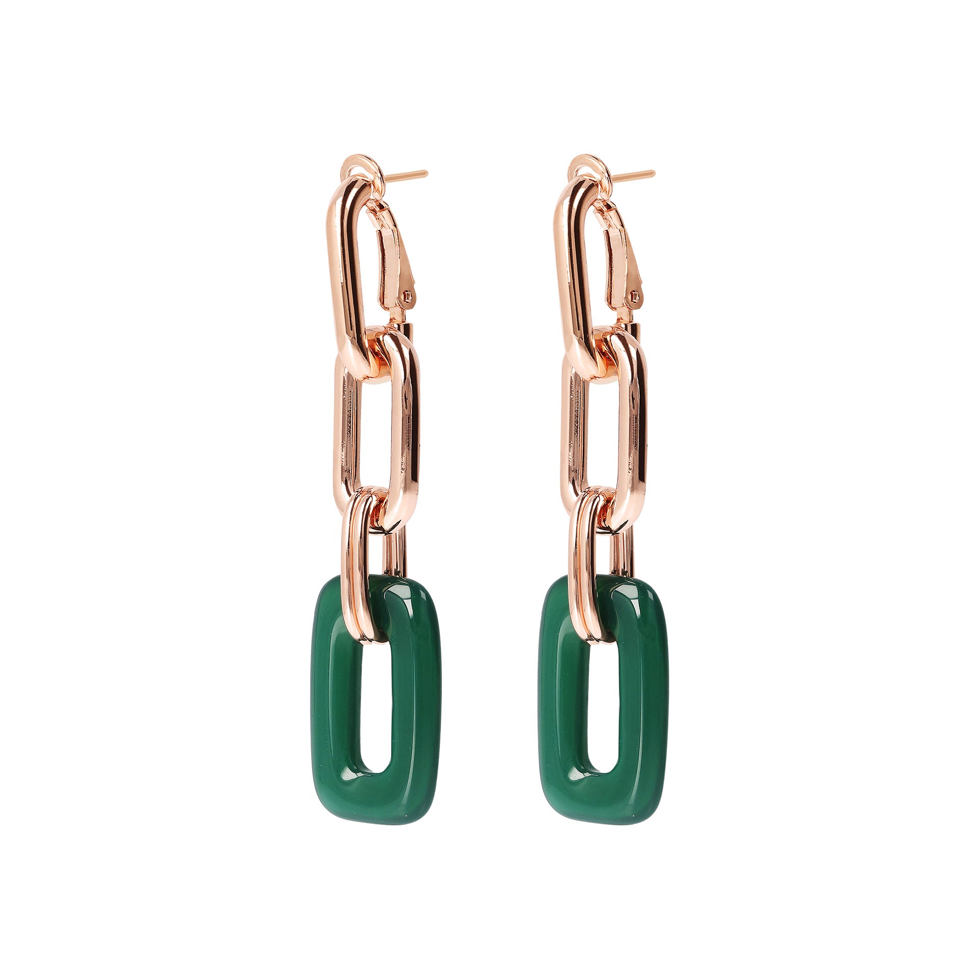 Bronzallure Green Agate Dangle Earrings