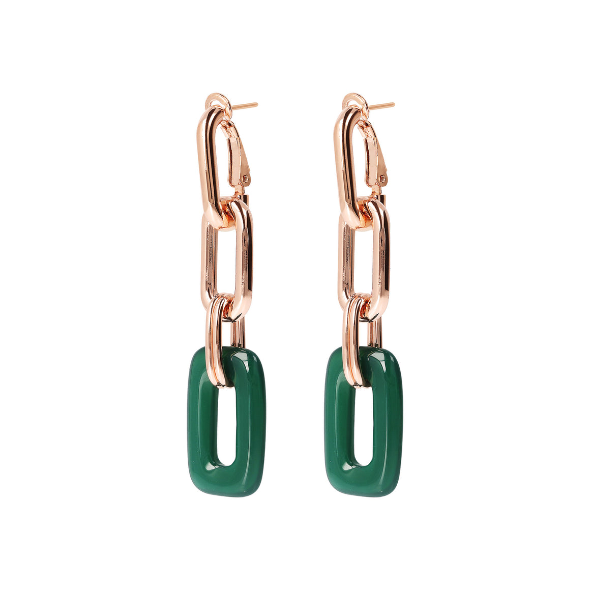 Bronzallure Green Agate Dangle Earrings