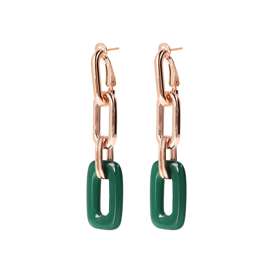 Bronzallure Green Agate Dangle Earrings